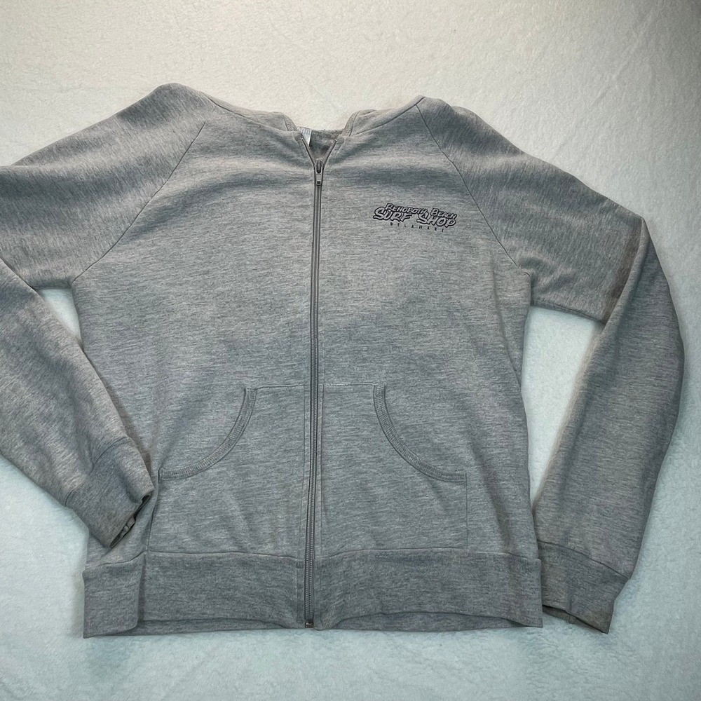 American Apparel Zip Hoodie Womens M Gray Rehoboth Beach Mermaid Surf Nautical - Picture 5 of 9